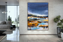 Load image into Gallery viewer, Blue Yellow Brown Painting on Canvas Large Canvas Wall Art Landscape Dp028