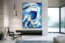Load image into Gallery viewer, Blue White Abstract Canvas Art Painting Living Room Decor Dp081