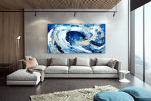 Load image into Gallery viewer, Blue White Abstract Canvas Art Painting Living Room Decor Dp081