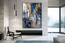 Load image into Gallery viewer, Blue Gold Abstract Wall Art,Industrial Decor,Living Room Wall Art Dp029