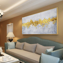 Load image into Gallery viewer, Large Gold Abstract Painting Modern Decor Gold Gray Painting Dp036