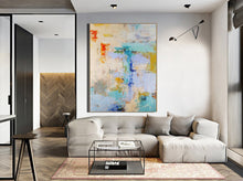 Load image into Gallery viewer, Large Beige Abstract Painting, Purple Abstract Painting Bp094