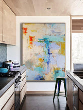 Load image into Gallery viewer, Large Beige Abstract Painting, Purple Abstract Painting Bp094