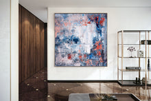 Load image into Gallery viewer, Navy Blue Wall Art Painting on Canvas Living Room Modern Wall Art Dp033