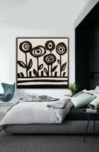 Load image into Gallery viewer, Black and White Original Abstract Painting Minimalist Flower Painting Kp061
