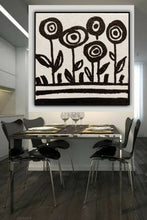 Load image into Gallery viewer, Black and White Original Abstract Painting Minimalist Flower Painting Kp061