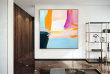 Load image into Gallery viewer, Blue Pink Yellow Abstract Painting Colorful Contemporary Art Painting Kp056