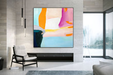 Load image into Gallery viewer, Blue Pink Yellow Abstract Painting Colorful Contemporary Art Painting Kp056