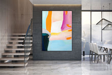 Load image into Gallery viewer, Blue Pink Yellow Abstract Painting Colorful Contemporary Art Painting Kp056