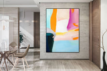 Load image into Gallery viewer, Blue Pink Yellow Abstract Painting Colorful Contemporary Art Painting Kp056