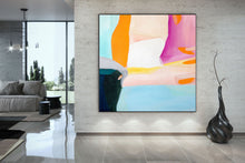 Load image into Gallery viewer, Blue Pink Yellow Abstract Painting Colorful Contemporary Art Painting Kp056
