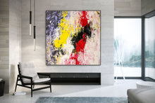 Load image into Gallery viewer, Red Pink Yellow Palette Knife Art Large Abstract Painting Kp064