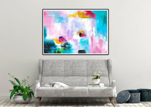 Load image into Gallery viewer, Teal Pink Blue Abstract Painting on Canvas Textured Art Kp063