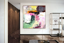 Load image into Gallery viewer, Green Pink Brown Abstract Painting on Canvas Original Paintings Kp059