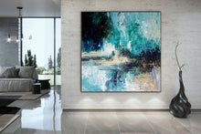 Load image into Gallery viewer, Green Beige White Abstract Painting Office Wall Art Kp062