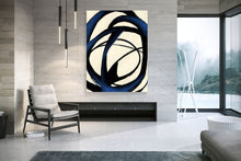 Load image into Gallery viewer, Deep Blue White Minimal Abstract Painting Contemporary Painting Kp057
