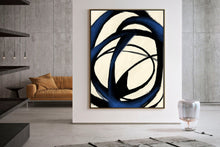 Load image into Gallery viewer, Deep Blue White Minimal Abstract Painting Contemporary Painting Kp057