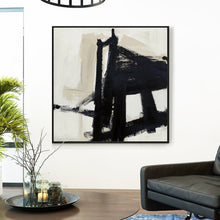 Load image into Gallery viewer, Black and White Abstract Painting on Canvas Minimalist Art Op015