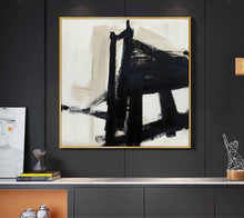 Load image into Gallery viewer, Black and White Abstract Painting on Canvas Minimalist Art Op015