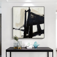 Load image into Gallery viewer, Black and White Abstract Painting on Canvas Minimalist Art Op015