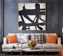 Load image into Gallery viewer, Black and White Abstract Painting Minimalist Painting Op044