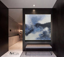 Load image into Gallery viewer, Blue And Black White Abstract Painting Minimalist Art Qp095