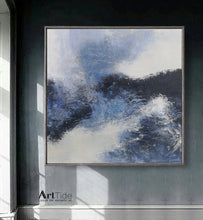 Load image into Gallery viewer, Blue And Black White Abstract Painting Minimalist Art Qp095