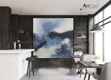 Load image into Gallery viewer, Blue And Black White Abstract Painting Minimalist Art Qp095