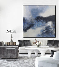Load image into Gallery viewer, Blue And Black White Abstract Painting Minimalist Art Qp095