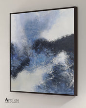 Load image into Gallery viewer, Blue And Black White Abstract Painting Minimalist Art Qp095