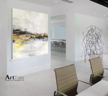 Load image into Gallery viewer, Black White Abstract Painting Yellow Gold Painting Handmade Wall Decor Ap042