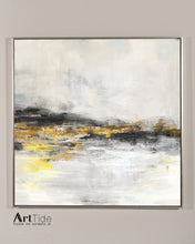 Load image into Gallery viewer, Black White Abstract Painting Yellow Gold Painting Handmade Wall Decor Ap042