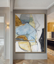 Load image into Gallery viewer, Gold Blue Abstract Painting Large Colorful Canvas Art Np062