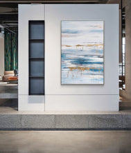 Load image into Gallery viewer, Blue Abstract Painting Gold Art Painting Seascape Cp014