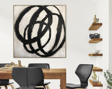 Load image into Gallery viewer, Circle Black and White Abstract Painting on Canvas Living Room Art Kp037