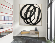 Load image into Gallery viewer, Circle Black and White Abstract Painting on Canvas Living Room Art Kp037