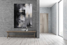 Load image into Gallery viewer, Oversized Black and White Art Minimal Painting, Black & White Abstract Painting Bp049