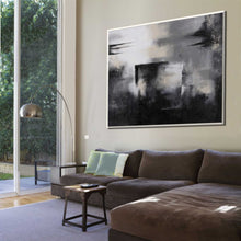 Load image into Gallery viewer, Oversized Black and White Art Minimal Painting, Black & White Abstract Painting Bp049