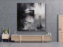 Load image into Gallery viewer, Oversized Black and White Art Minimal Painting, Black & White Abstract Painting Bp049