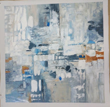 Load image into Gallery viewer, Blue Abstract Painting Canvas Original White Abstract Art Qp076