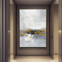 Load image into Gallery viewer, Grey Gold Abstract Painting Living Room Wall Art Office Painting Yp015