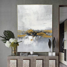 Load image into Gallery viewer, Grey Gold Abstract Painting Living Room Wall Art Office Painting Yp015