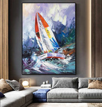 Load image into Gallery viewer, Sailboat Painting on Canvas Nautical Painting Purple Painting Op017