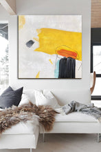 Load image into Gallery viewer, Yellow White Abstract Painting Minimalist Painting On Canvas Np088