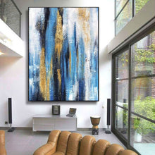 Load image into Gallery viewer, Blue Yellow Abstract Textured Painting Large Wall Artwork Cp028