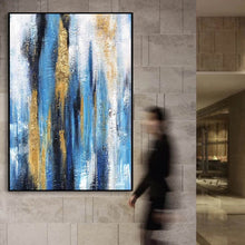 Load image into Gallery viewer, Blue Yellow Abstract Textured Painting Large Wall Artwork Cp028
