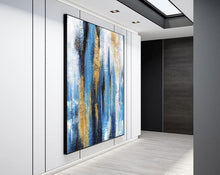 Load image into Gallery viewer, Blue Yellow Abstract Textured Painting Large Wall Artwork Cp028
