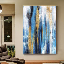 Load image into Gallery viewer, Blue Yellow Abstract Textured Painting Large Wall Artwork Cp028