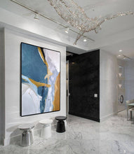 Load image into Gallery viewer, Blue Abstract Art Canvas Minimalist Abstract Painting Bp082