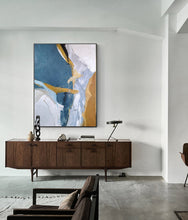 Load image into Gallery viewer, Blue Abstract Art Canvas Minimalist Abstract Painting Bp082